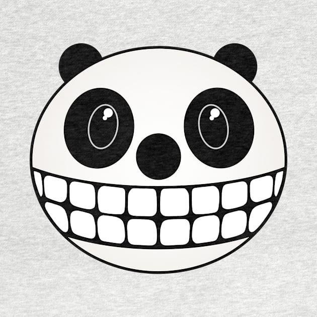 Grinning Cartoon Panda Bear Face Caricature by RawSunArt